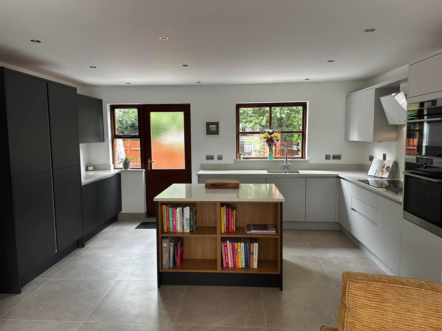 bookshelf in kitchen