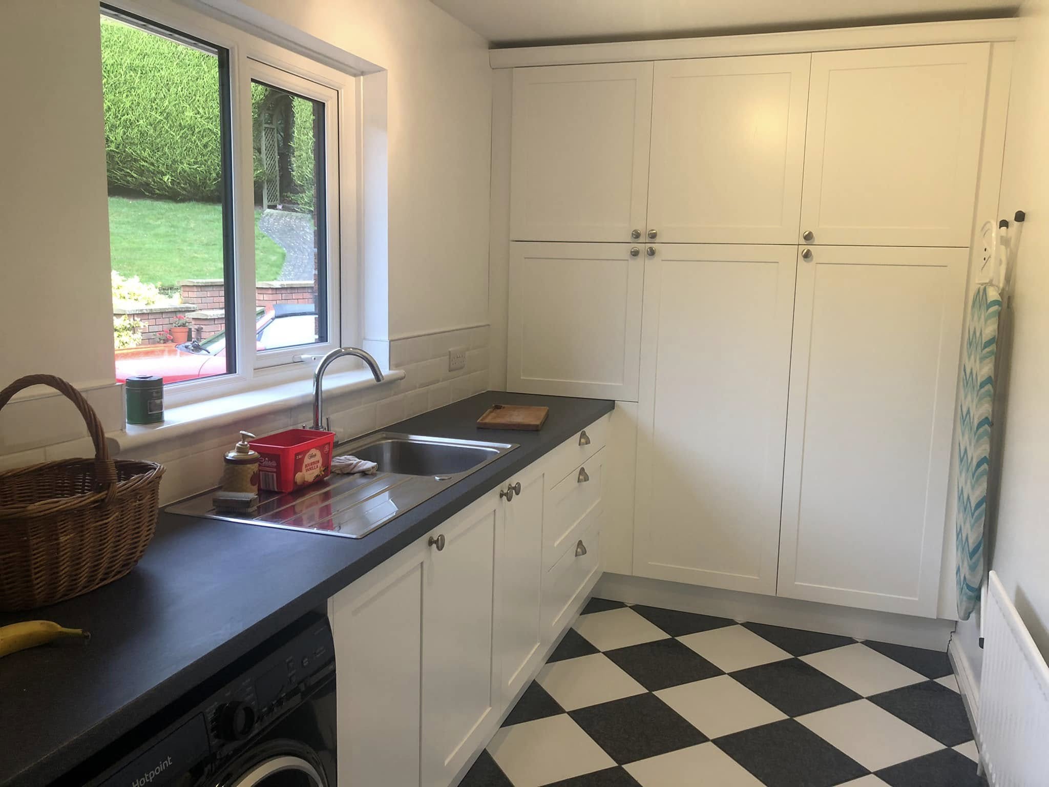 white doors and sink kitchen
