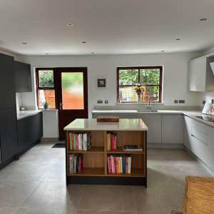 bookshelf in kitchen