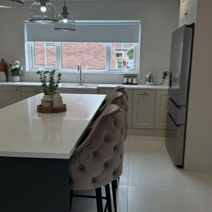 velvet gray seats in kitchen