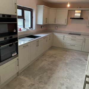 pink and green kitchen