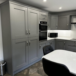 grey and white kitchen