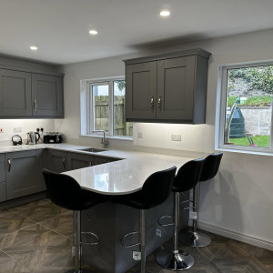 kitchen clean with stools