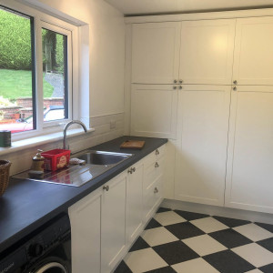white doors and sink kitchen