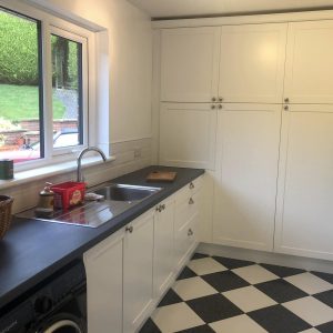 white doors and sink kitchen