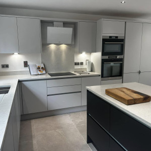 textured kitchen gray and black