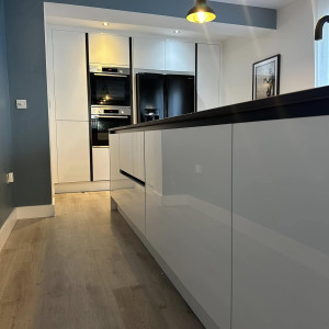 blue and dark kitchen